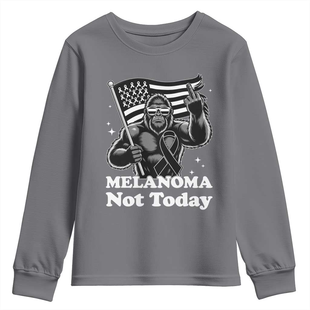 Bigfoot Black Ribbon Youth Sweatshirt Not Today Melanoma Awareness Gift TS12 Charcoal Print Your Wear