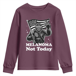 Bigfoot Black Ribbon Youth Sweatshirt Not Today Melanoma Awareness Gift TS12 Maroon Print Your Wear