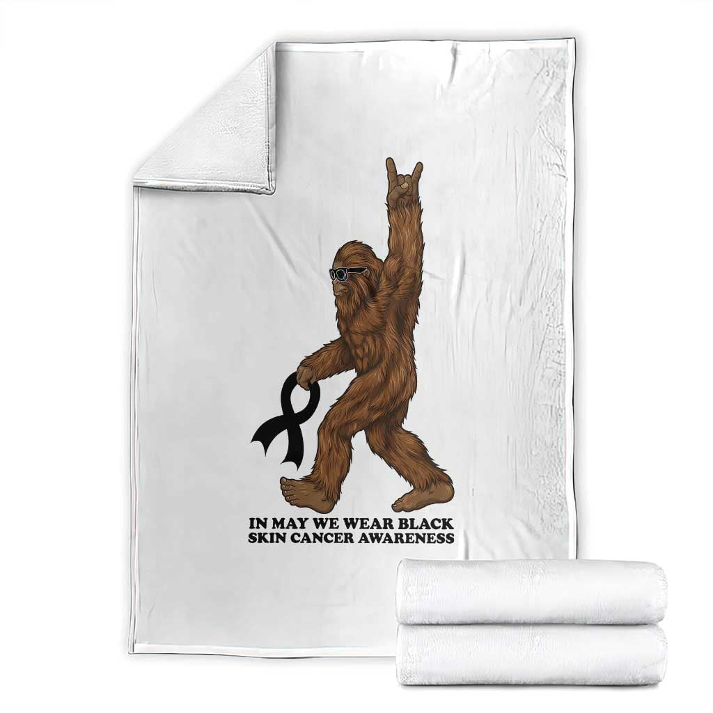 Funny Bigfoot Skin Cancer Support Throw Blanket In May We Wear Black TS12 White Print Your Wear