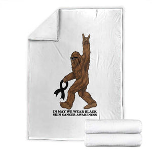 Funny Bigfoot Skin Cancer Support Throw Blanket In May We Wear Black TS12 White Print Your Wear