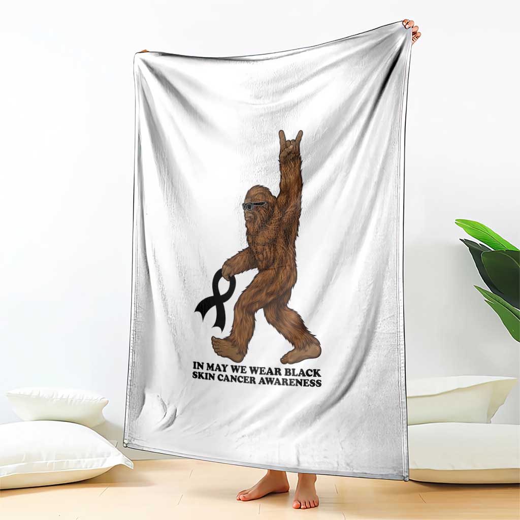 Funny Bigfoot Skin Cancer Support Throw Blanket In May We Wear Black TS12 Print Your Wear