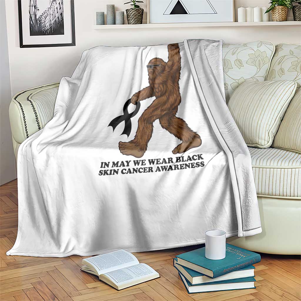 Funny Bigfoot Skin Cancer Support Throw Blanket In May We Wear Black TS12 Print Your Wear