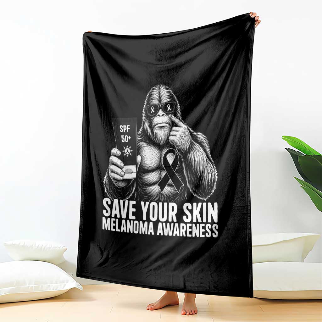 Bigfoot Save Your Skin Throw Blanket Melanoma Warrior Support TS12 Print Your Wear