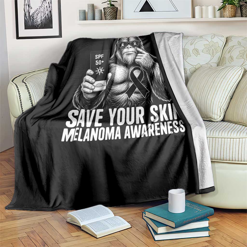 Bigfoot Save Your Skin Throw Blanket Melanoma Warrior Support TS12 Print Your Wear