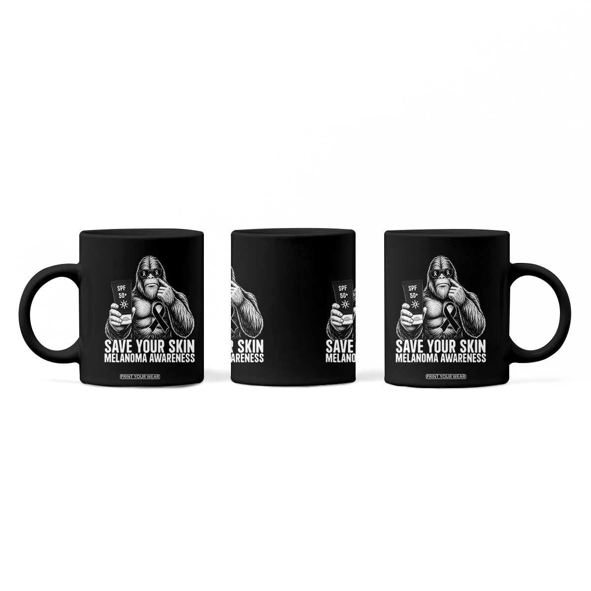 Bigfoot Save Your Skin Coffee Mug Melanoma Warrior Support TS12 Print Your Wear