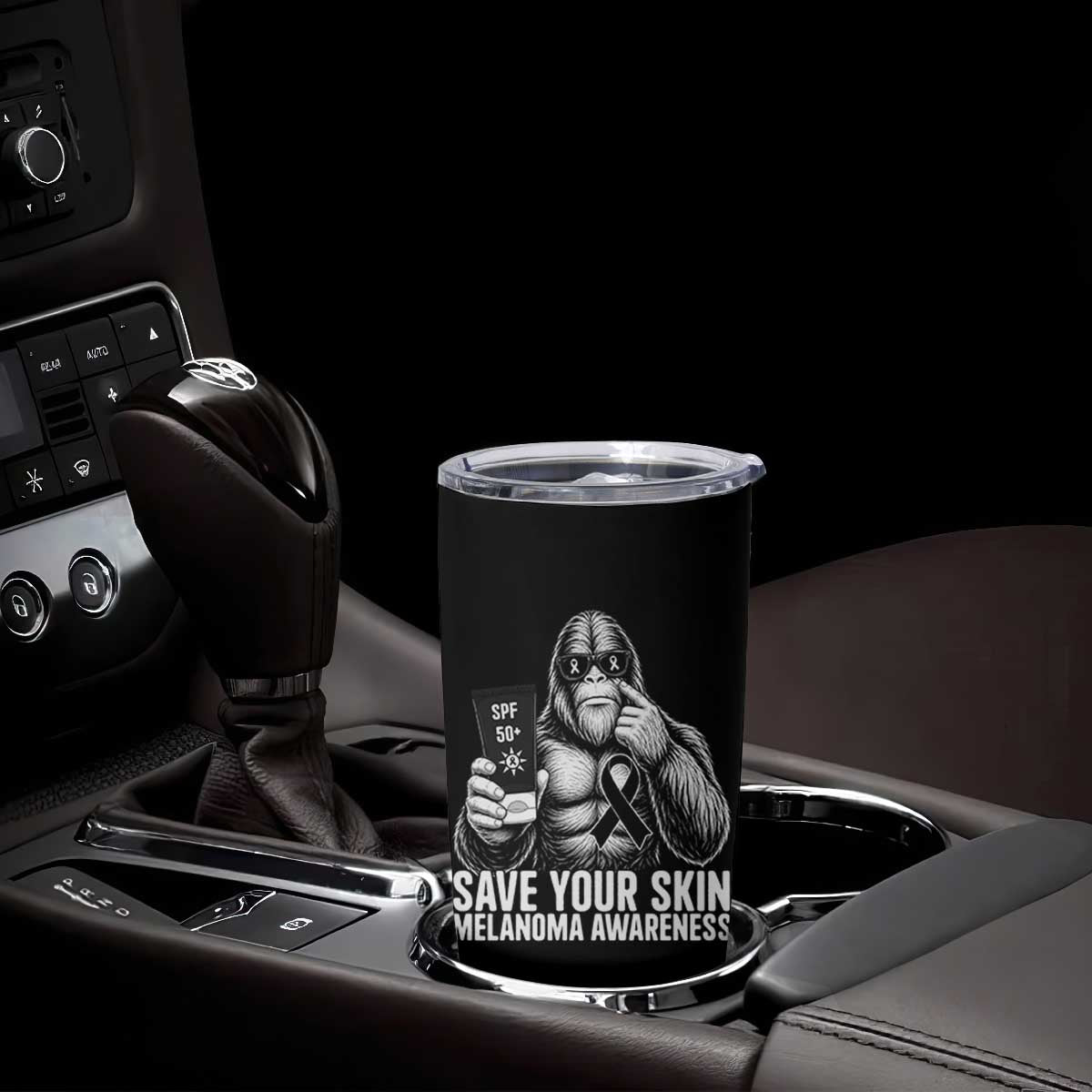 Bigfoot Save Your Skin Tumbler Cup Melanoma Warrior Support TS12 Print Your Wear