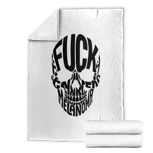 Fuck Melanoma Skull Typography Throw Blanket Skin Cancer Warrior TS12 White Print Your Wear