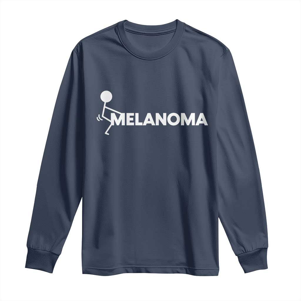 Fuck Melanoma Awareness Long Sleeve Shirt Funny Stick Figure Warrior TS12 Navy Print Your Wear