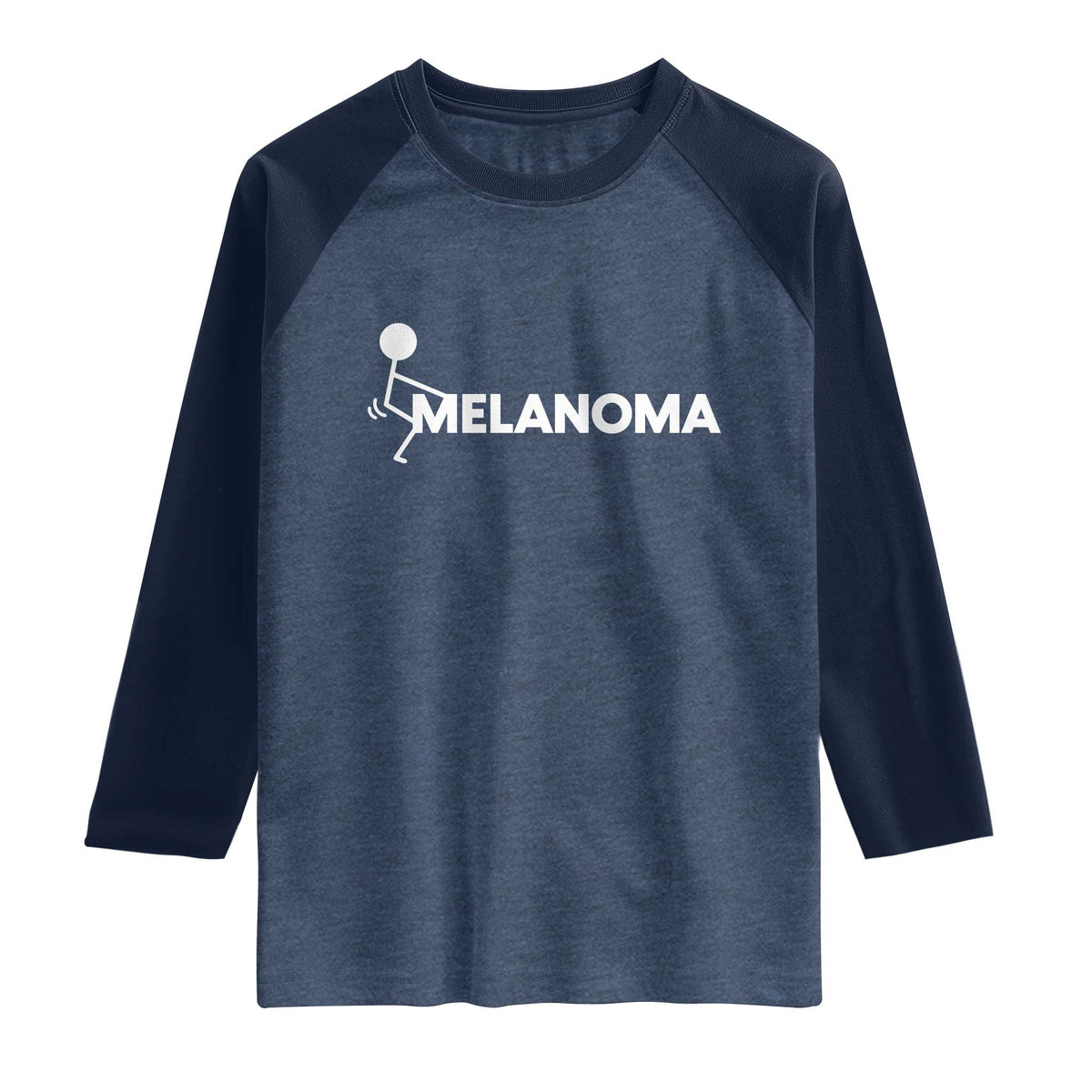 Fuck Melanoma Awareness Raglan Shirt Funny Stick Figure Warrior TS12 Heather Denim Navy Print Your Wear