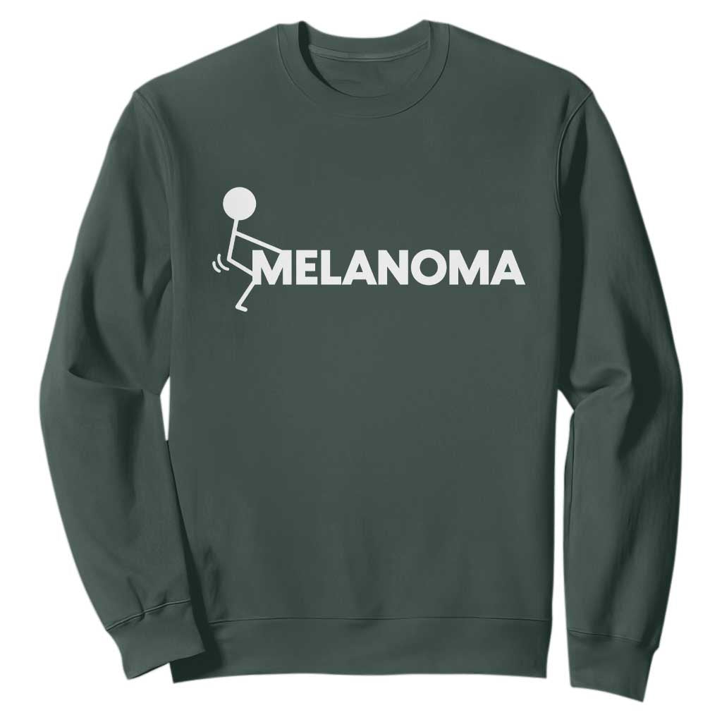 Fuck Melanoma Awareness Sweatshirt Funny Stick Figure Warrior TS12 Dark Forest Green Print Your Wear