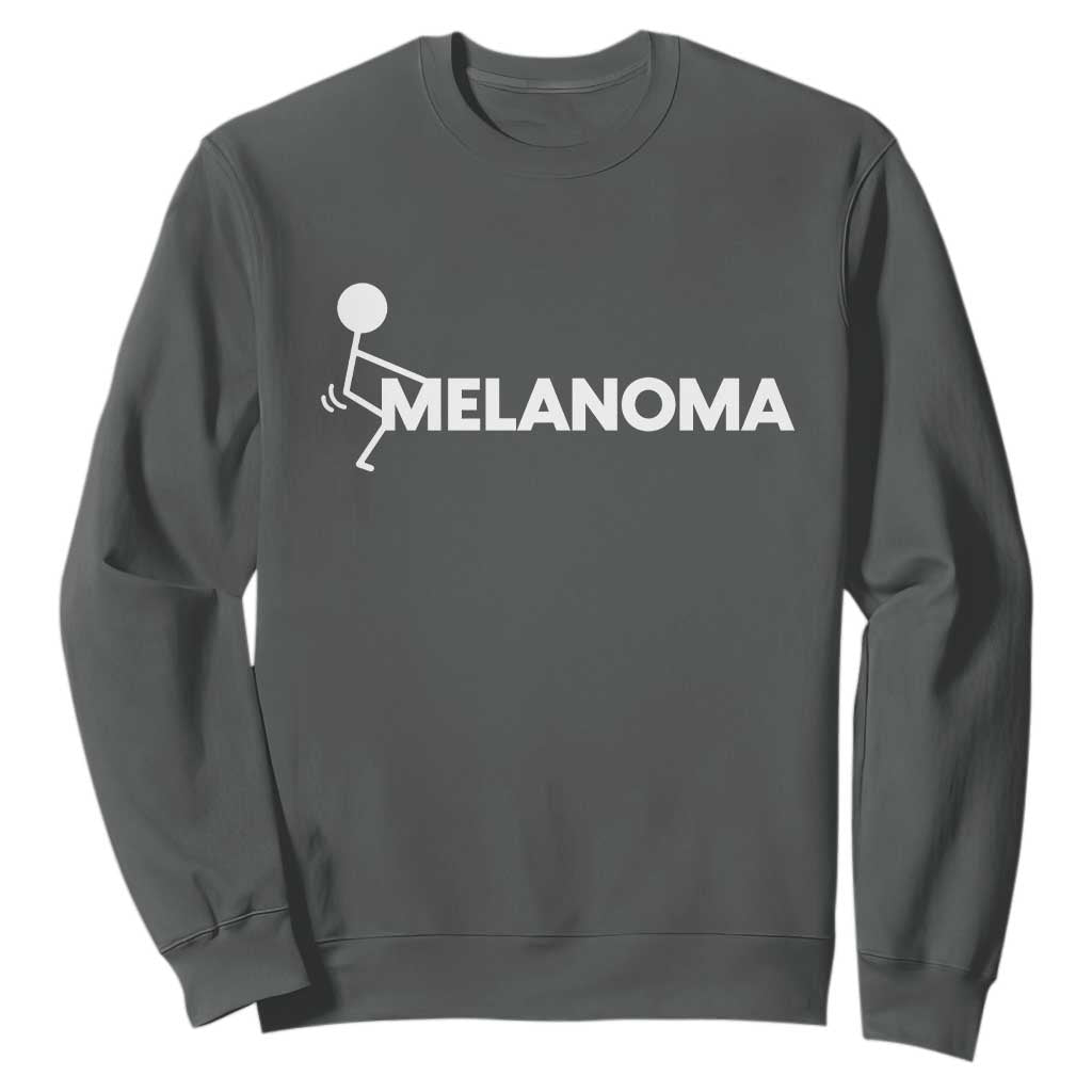Fuck Melanoma Awareness Sweatshirt Funny Stick Figure Warrior TS12 Dark Heather Print Your Wear