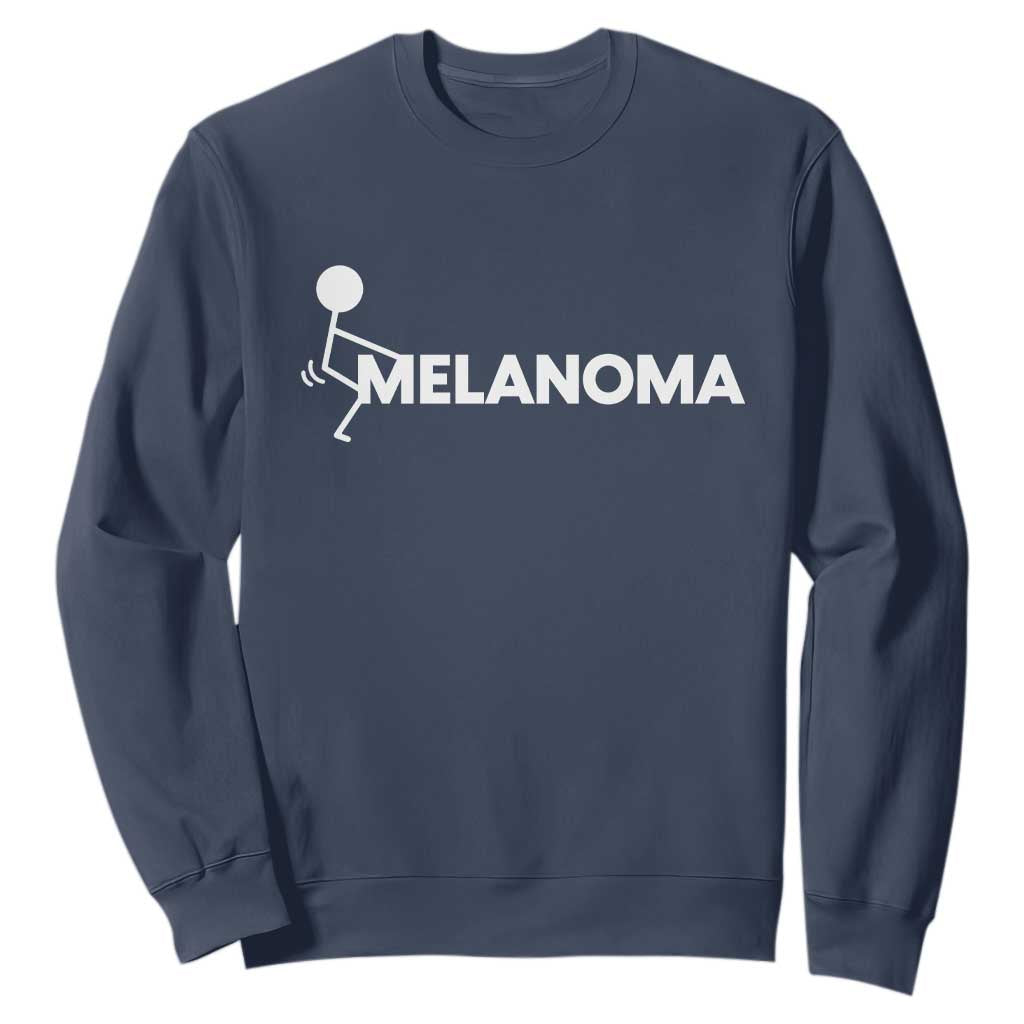 Fuck Melanoma Awareness Sweatshirt Funny Stick Figure Warrior TS12 Navy Print Your Wear