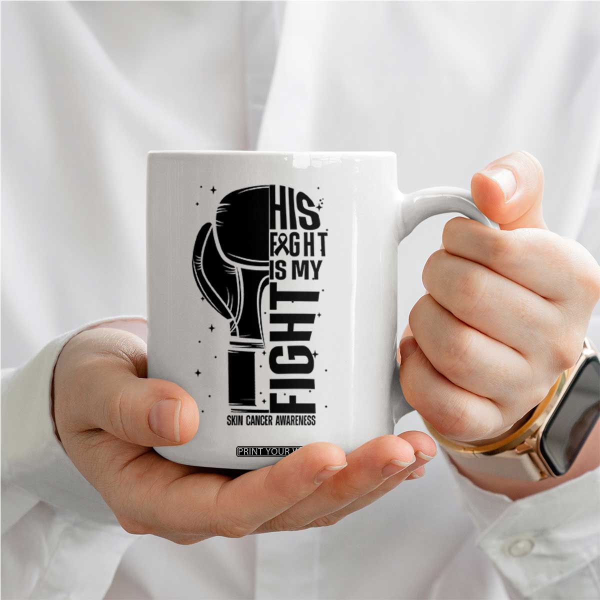 Skin Cancer Warrior Boxing Gift Coffee Mug His Fight My Fight TS12 Print Your Wear