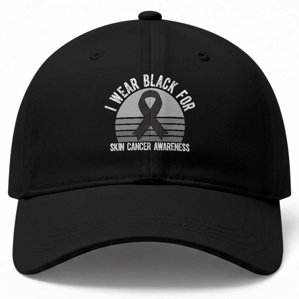 I Wear Black For Skin Cancer Awareness Baseball Cap Retro Vintage Sunset TS12 Print Your Wear