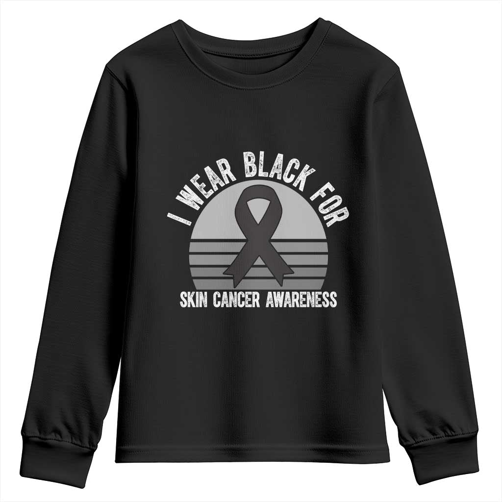 I Wear Black For Skin Cancer Awareness Youth Sweatshirt Retro Vintage Sunset TS12 Black Print Your Wear