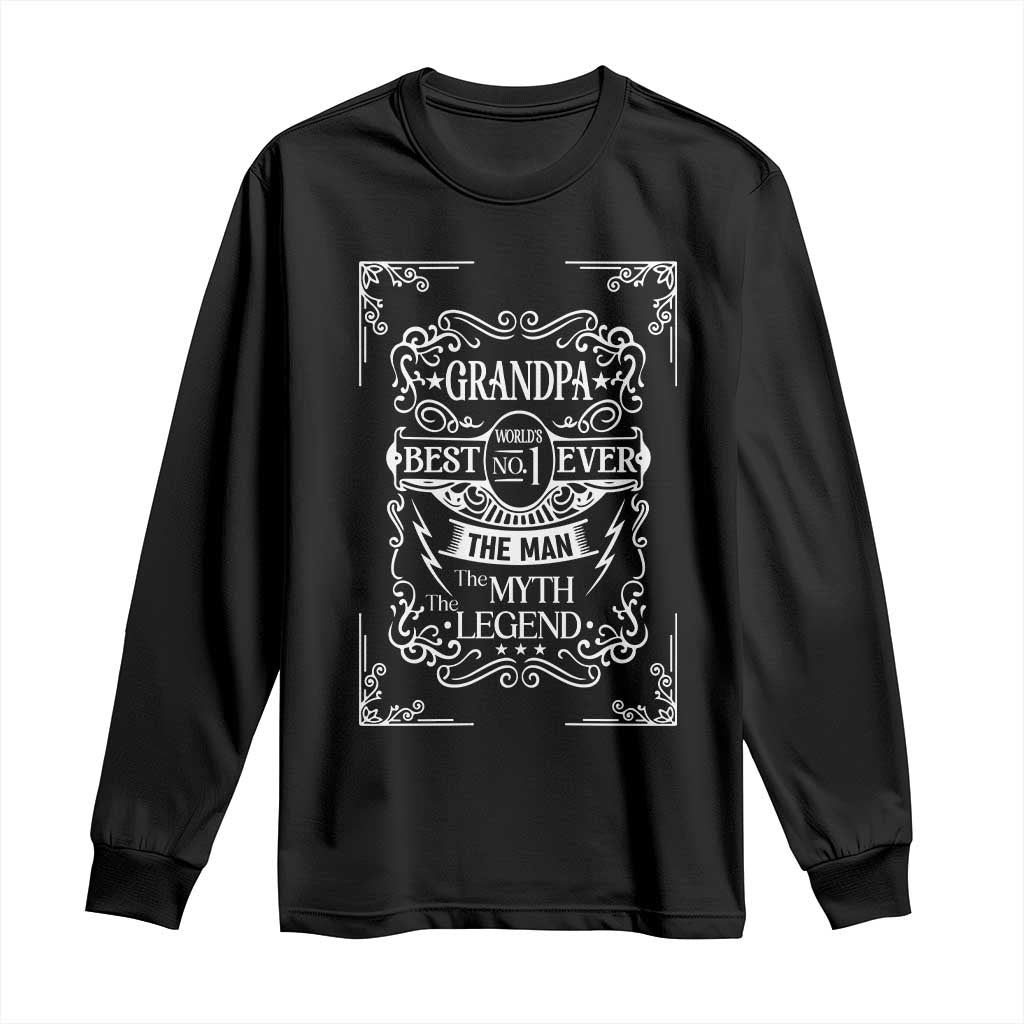 Vintage Fathers Day Gift For Grandpa Long Sleeve Shirt The Man The Myth The Legend TS12 Black Print Your Wear