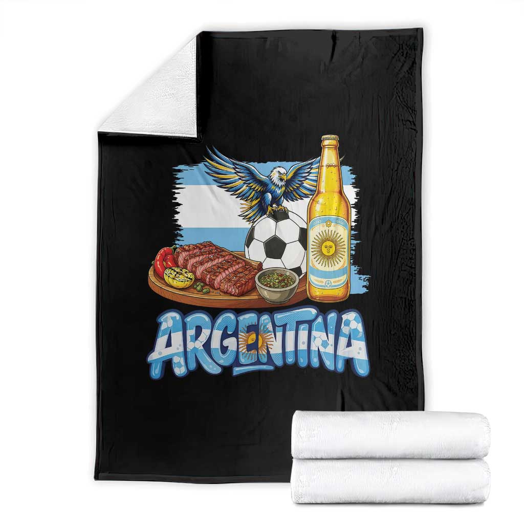 Argentine Pride Soccer And Beer Throw Blanket Football Fan Graphic TS12 Black Print Your Wear