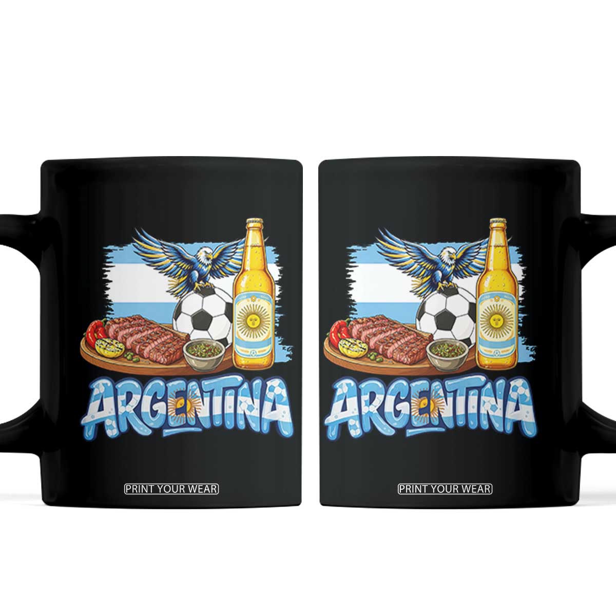 Argentine Pride Soccer And Beer Coffee Mug Football Fan Graphic TS12 Black Print Your Wear