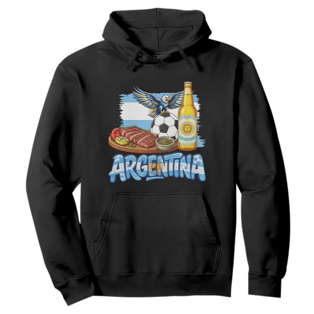 Argentine Pride Soccer And Beer Hoodie Football Fan Graphic TS12 Black Print Your Wear
