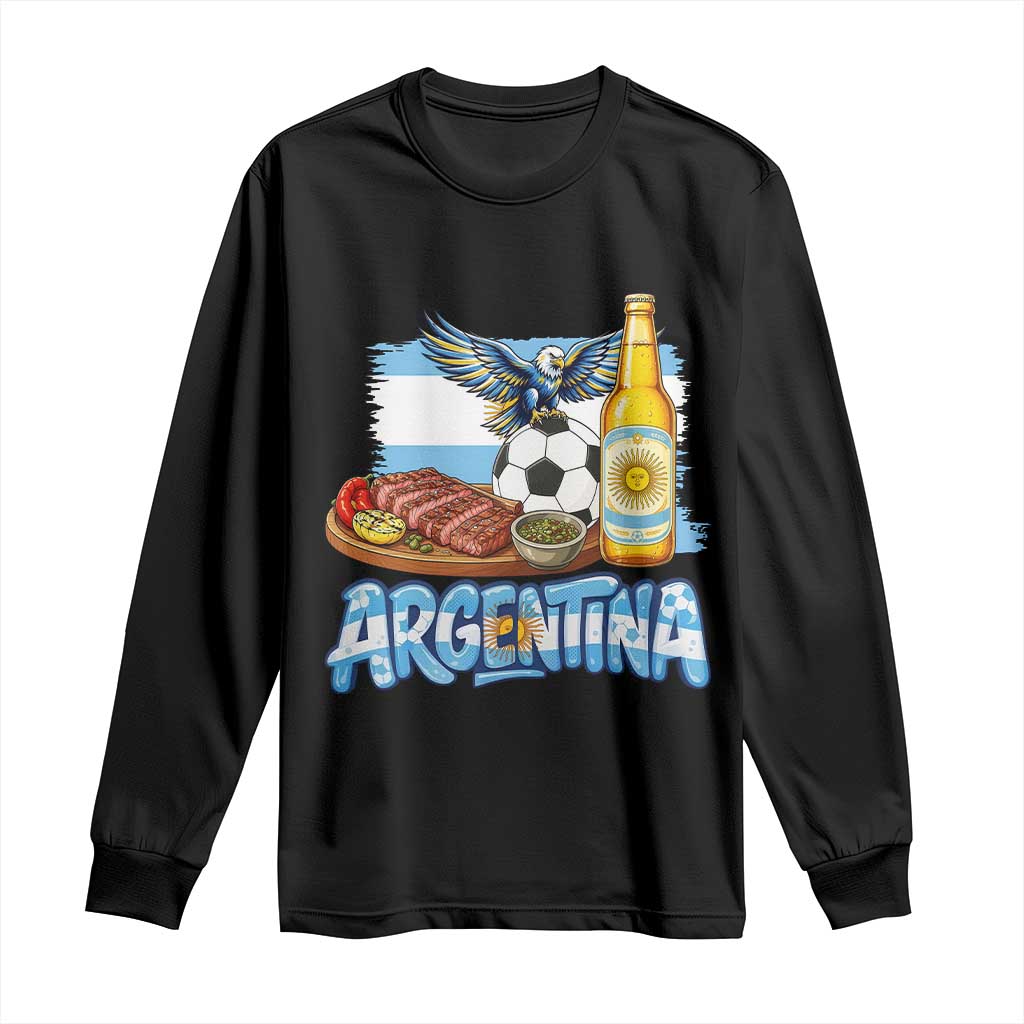 Argentine Pride Soccer And Beer Long Sleeve Shirt Football Fan Graphic TS12 Black Print Your Wear