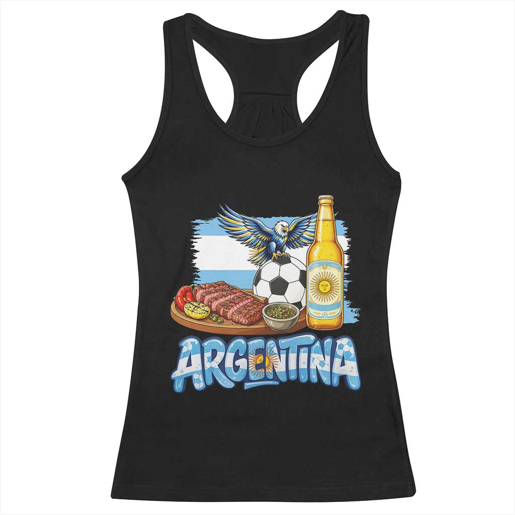 Argentine Pride Soccer And Beer Racerback Tank Top Football Fan Graphic TS12 Black Print Your Wear