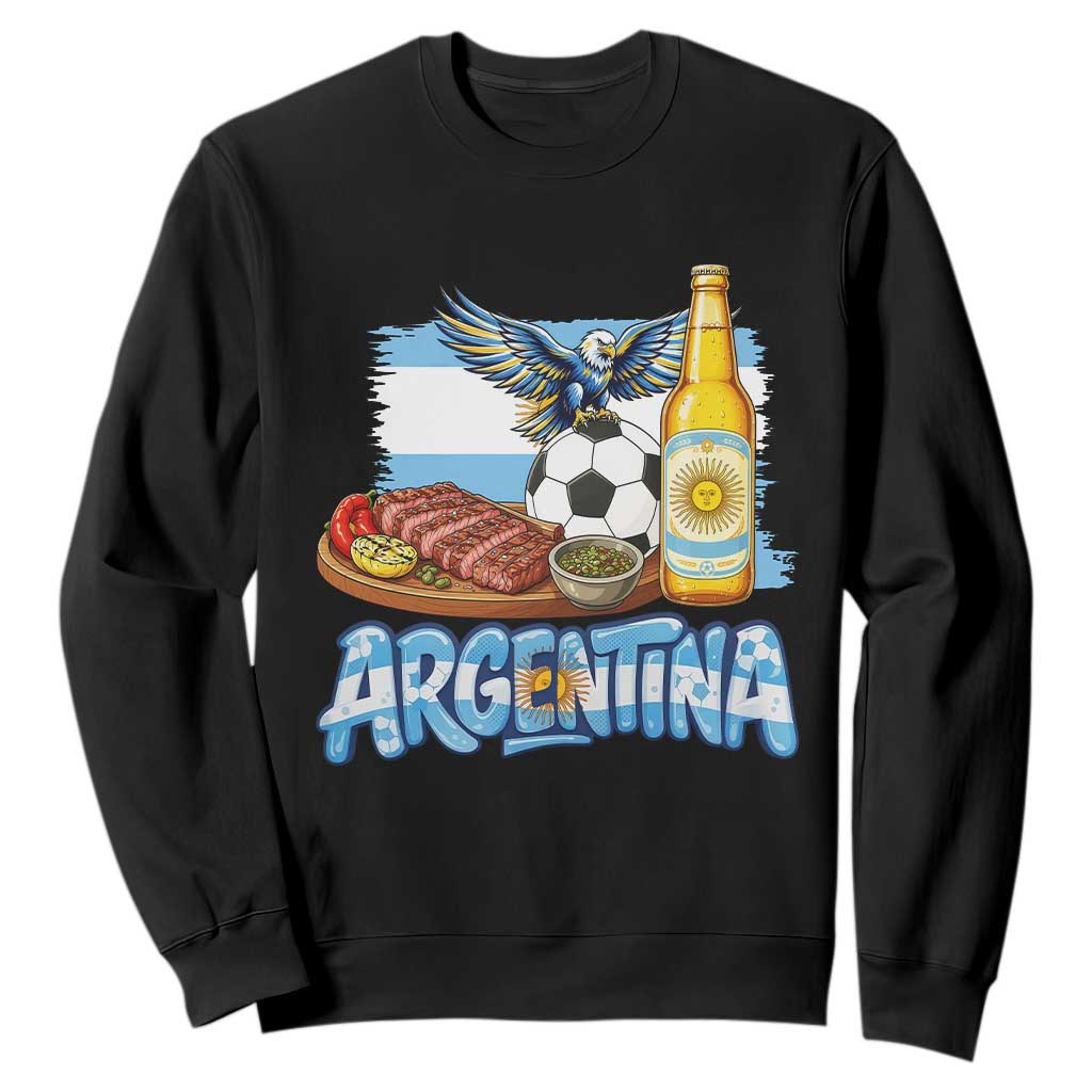 Argentine Pride Soccer And Beer Sweatshirt Football Fan Graphic TS12 Black Print Your Wear
