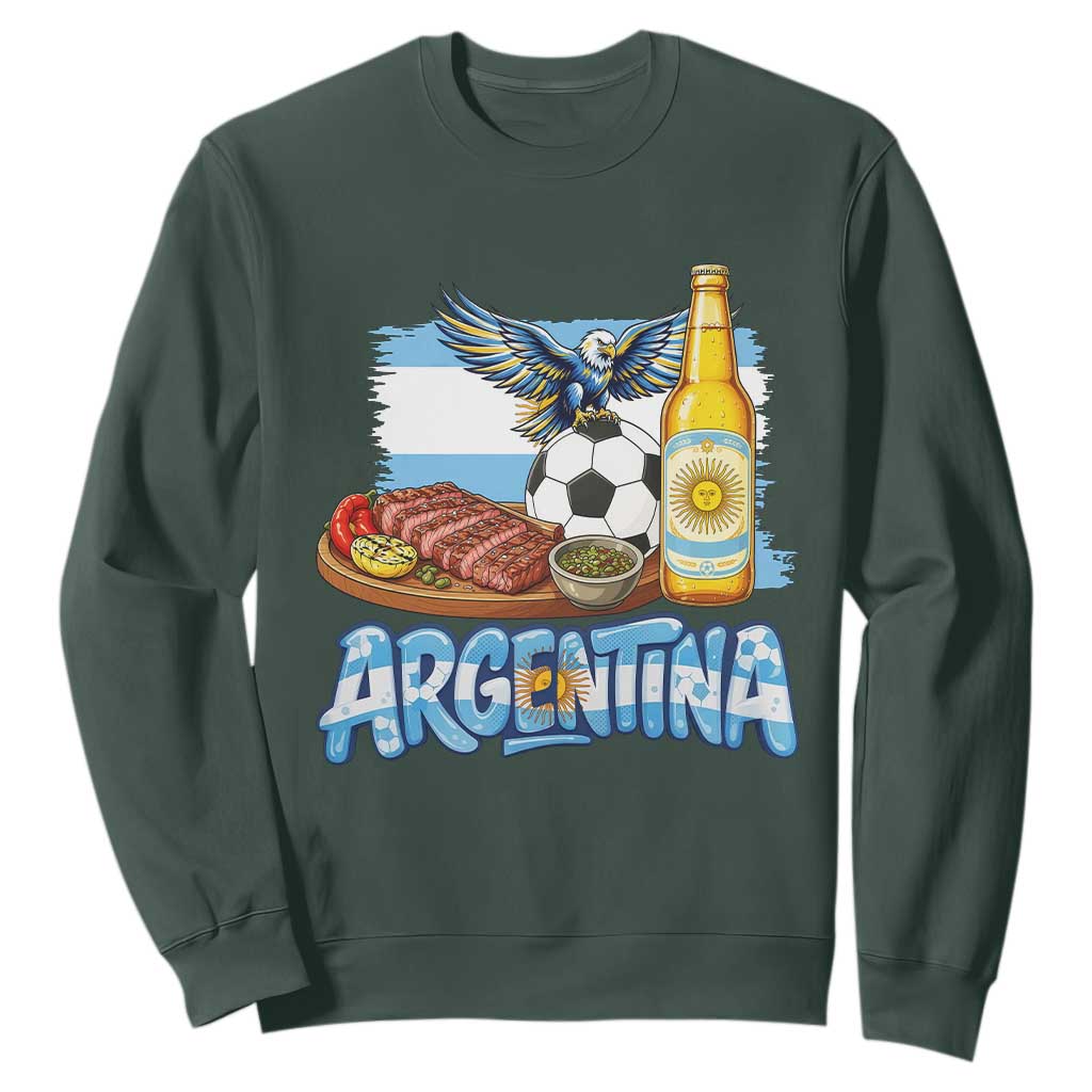 Argentine Pride Soccer And Beer Sweatshirt Football Fan Graphic TS12 Dark Forest Green Print Your Wear