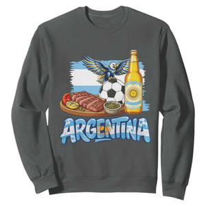 Argentine Pride Soccer And Beer Sweatshirt Football Fan Graphic TS12 Dark Heather Print Your Wear
