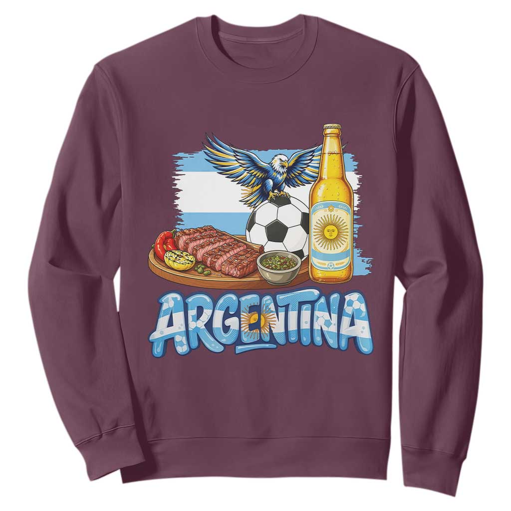 Argentine Pride Soccer And Beer Sweatshirt Football Fan Graphic TS12 Maroon Print Your Wear