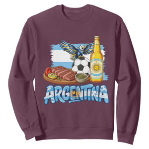 Argentine Pride Soccer And Beer Sweatshirt Football Fan Graphic TS12 Maroon Print Your Wear