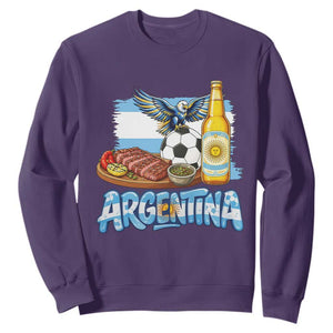 Argentine Pride Soccer And Beer Sweatshirt Football Fan Graphic TS12 Purple Print Your Wear
