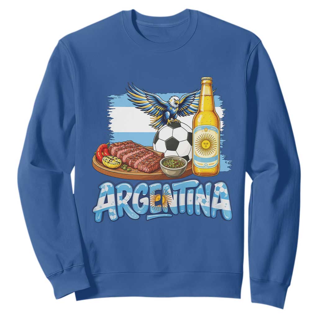 Argentine Pride Soccer And Beer Sweatshirt Football Fan Graphic TS12 Royal Blue Print Your Wear