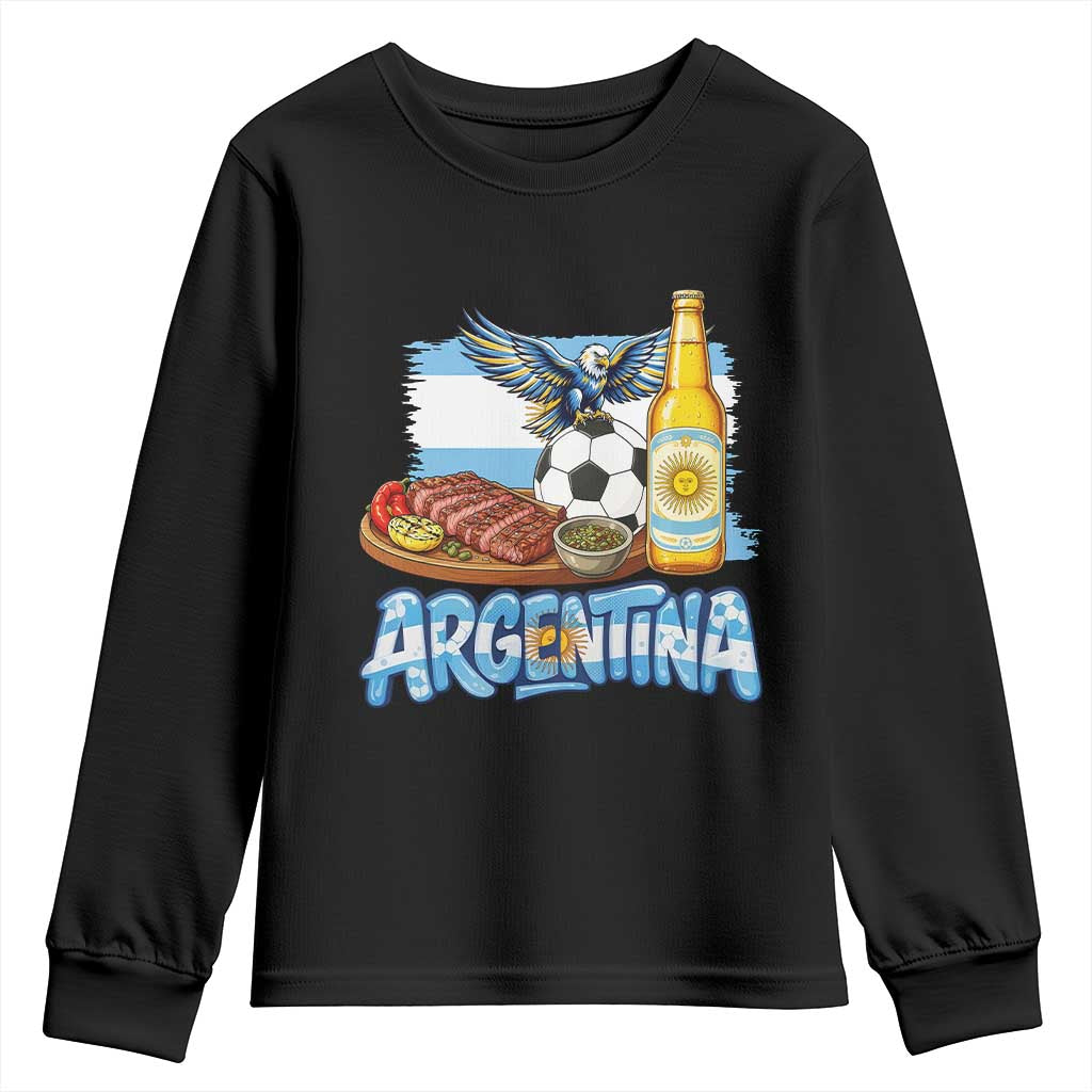 Argentine Pride Soccer And Beer Youth Sweatshirt Football Fan Graphic TS12 Black Print Your Wear