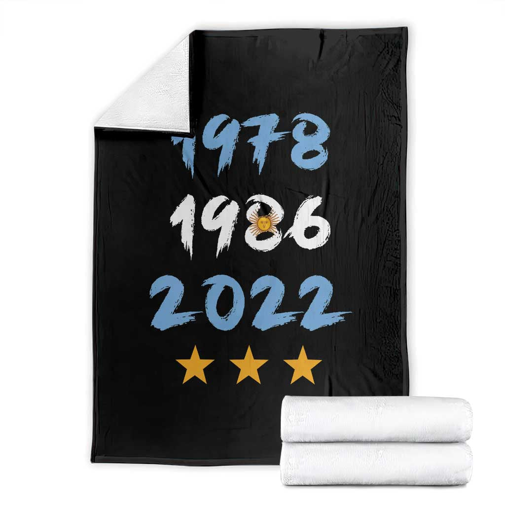 Argentina 3 Stars Champions Throw Blanket 1978 1986 2022 Football Pride TS12 Black Print Your Wear
