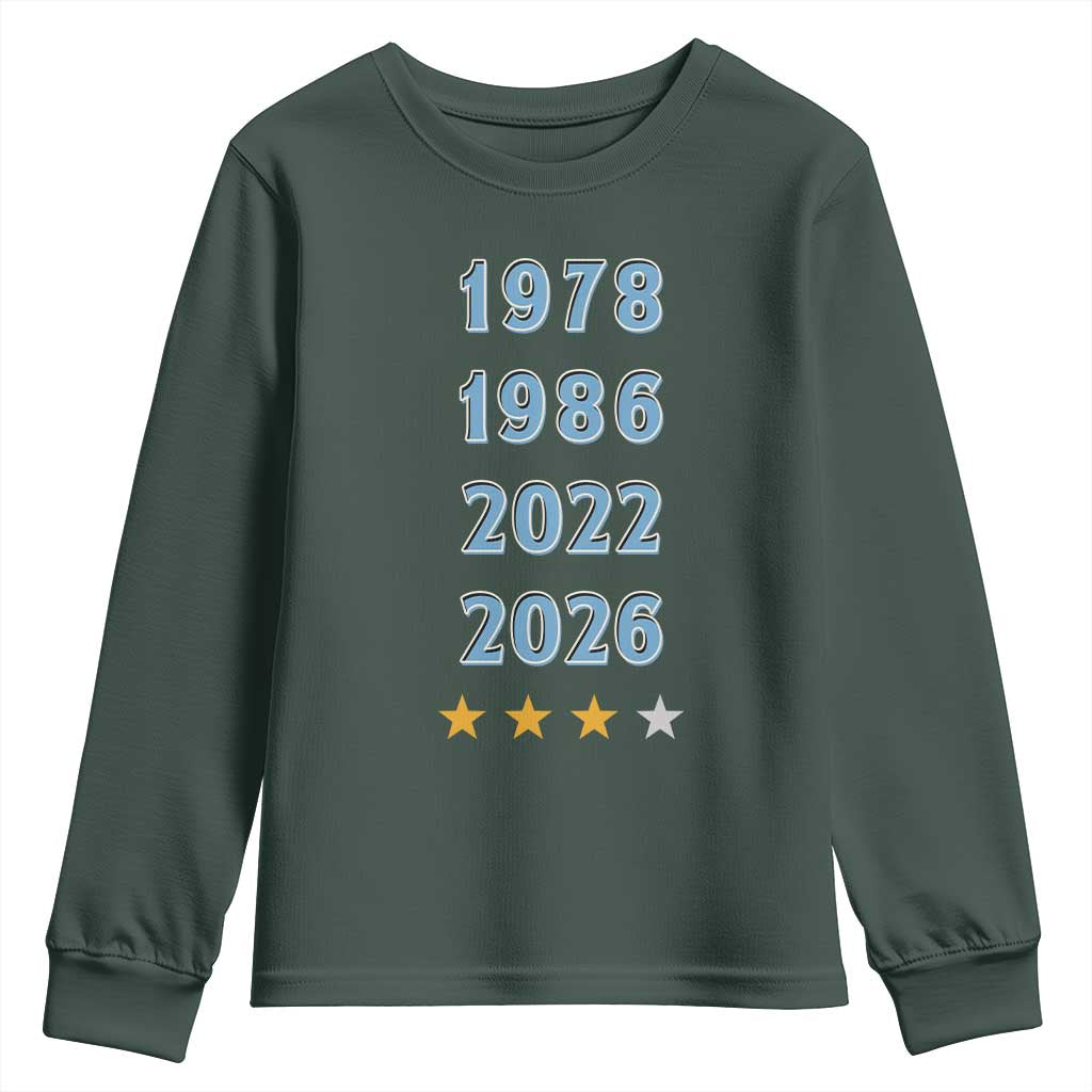 Argentina Flag Pride Soccer Youth Sweatshirt 1978 1986 2022 Future Fourth Star TS12 Dark Forest Green Print Your Wear