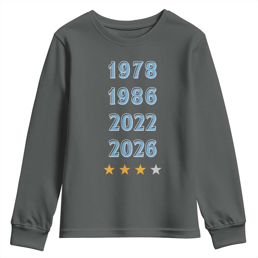 Argentina Flag Pride Soccer Youth Sweatshirt 1978 1986 2022 Future Fourth Star TS12 Dark Heather Print Your Wear