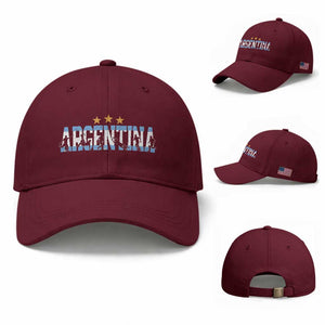 Proud Argentina Futbol Supporter National Pride Gift Baseball Cap TS12 Baseball Cap Universal Fit Maroon Print Your Wear