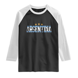 Proud Argentina Futbol Supporter National Pride Gift Raglan Shirt TS12 Black White Print Your Wear
