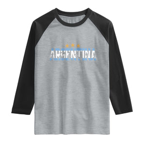 Proud Argentina Futbol Supporter National Pride Gift Raglan Shirt TS12 Heather Gray Black Print Your Wear