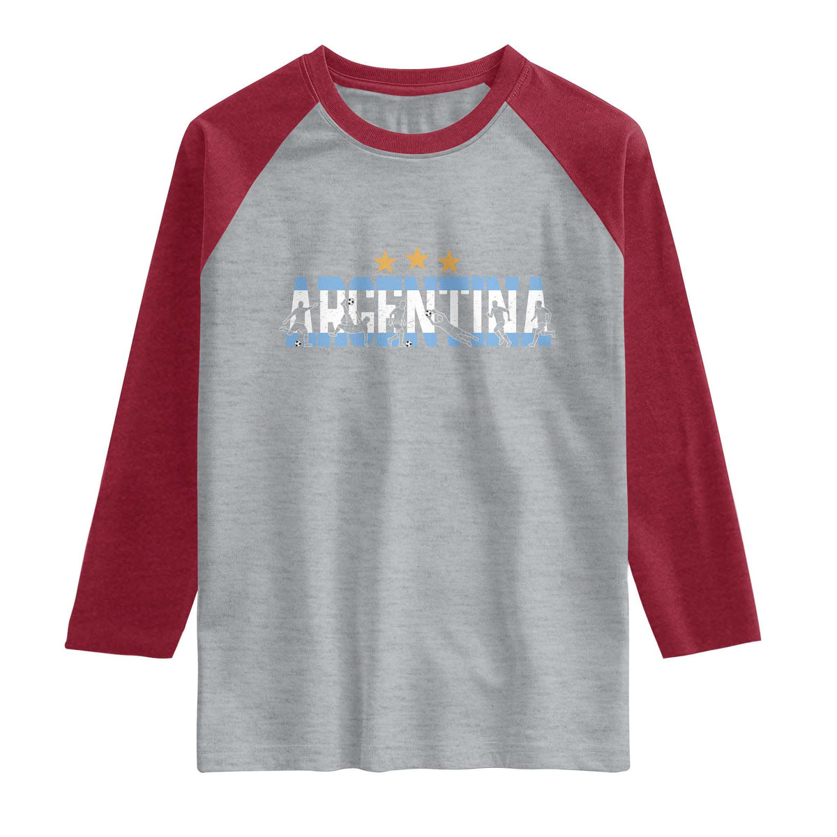 Proud Argentina Futbol Supporter National Pride Gift Raglan Shirt TS12 Heather Gray Heather Red Print Your Wear