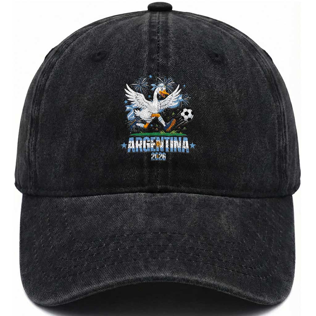 Funny Argentina Soccer Goose Washed Cotton Baseball Cap Football Fan Graphic TS12 Print Your Wear