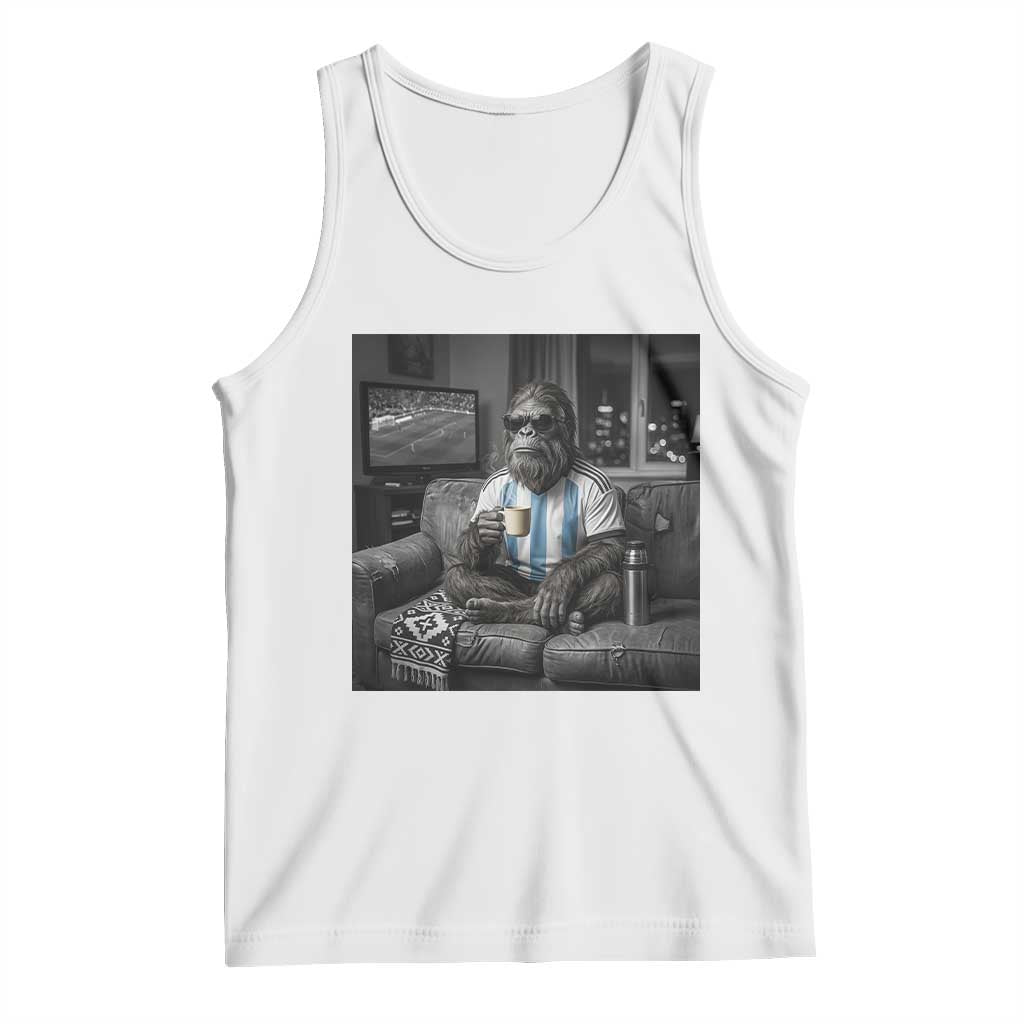 Funny Bigfoot Watching Soccer Tank Top Argentina Futbol Fan TS12 White Print Your Wear
