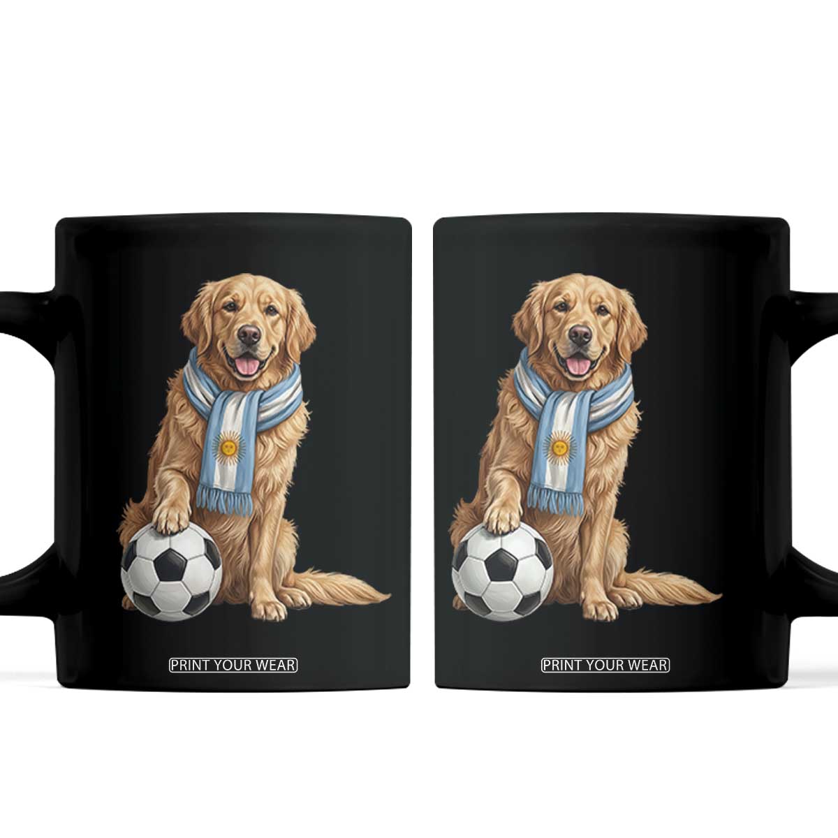 Golden Retriever Soccer Fan Coffee Mug Argentina Football Pride TS12 Black Print Your Wear