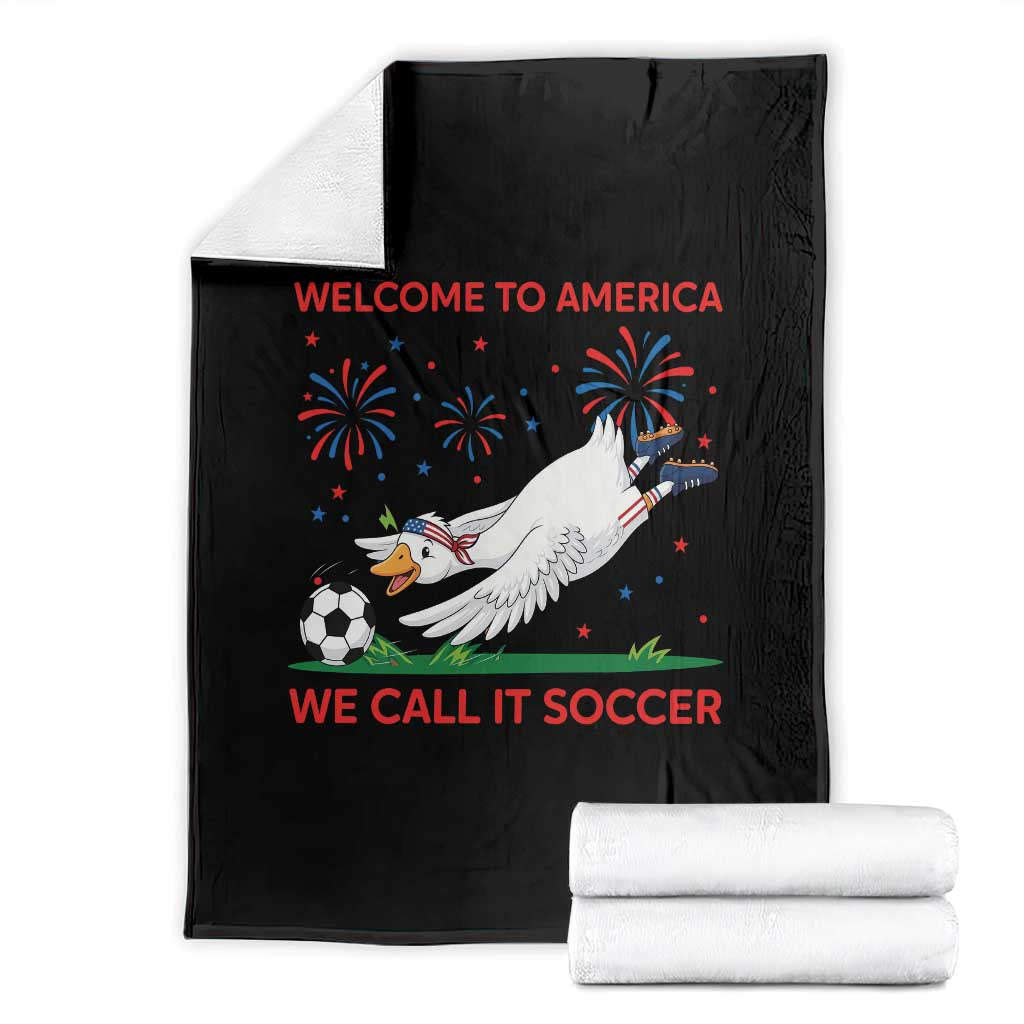 Funny USA Goose Football Throw Blanket Welcome To America We Call It Soccer TS12 Black Print Your Wear