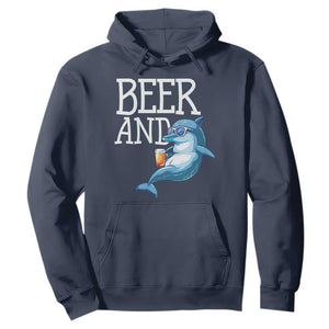 Dolphin And Beer Lover Funny Beach Life Gift Hoodie TS12 Navy Print Your Wear