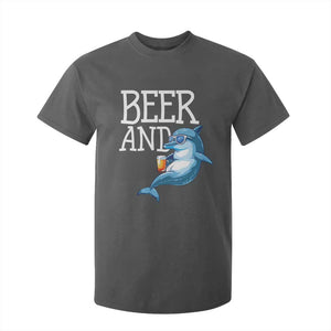 Dolphin And Beer Lover Funny Beach Life Gift T Shirt For Kid TS12 Dark Heather Print Your Wear