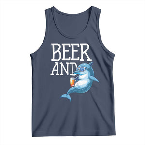 Dolphin And Beer Lover Funny Beach Life Gift Tank Top TS12 Navy Print Your Wear