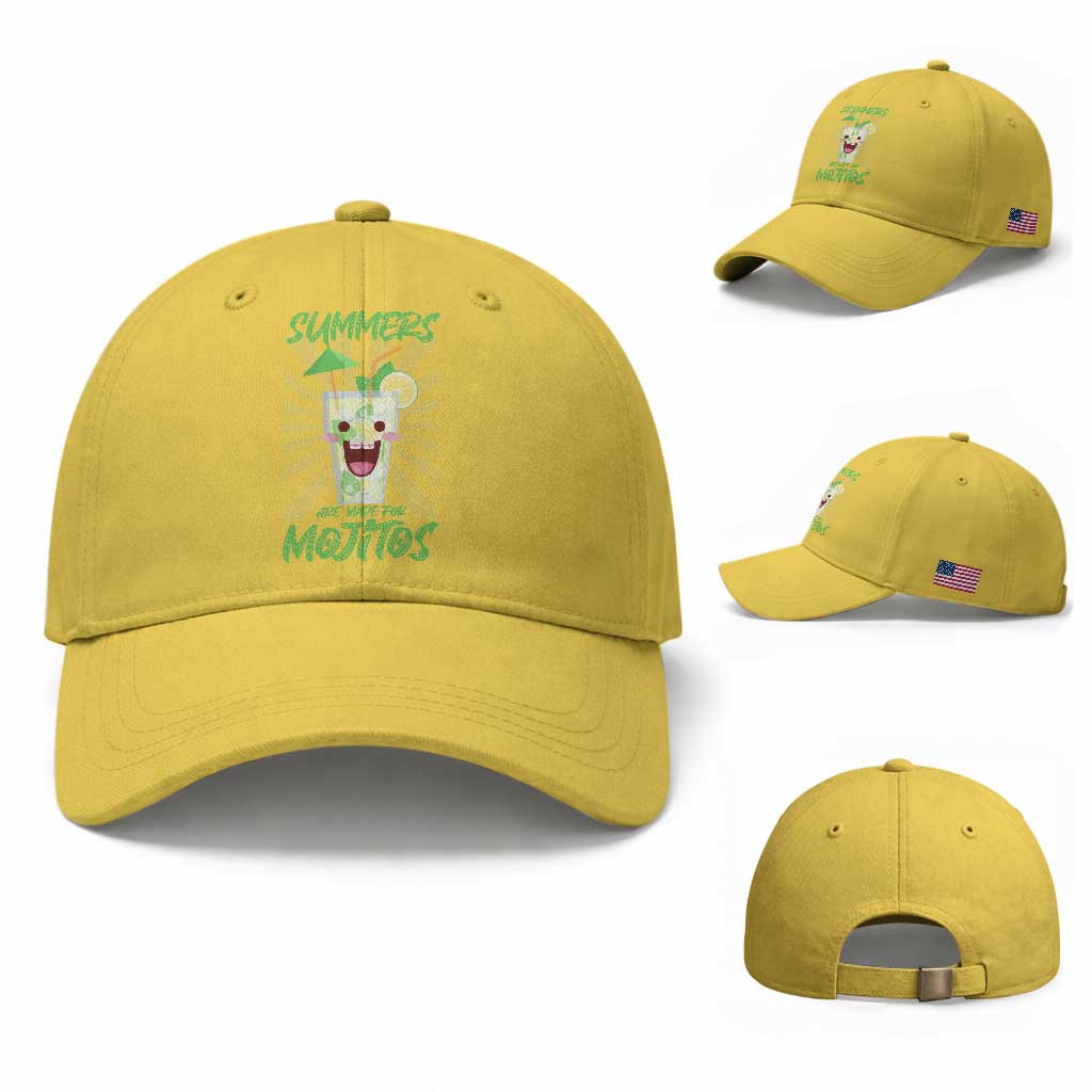 Summers Are Made For Mojitos Baseball Cap Funny Vacation Cocktail TS12 Baseball Cap Universal Fit Yellow Print Your Wear