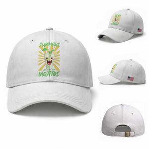 Summers Are Made For Mojitos Baseball Cap Funny Vacation Cocktail TS12 Baseball Cap Universal Fit White Print Your Wear