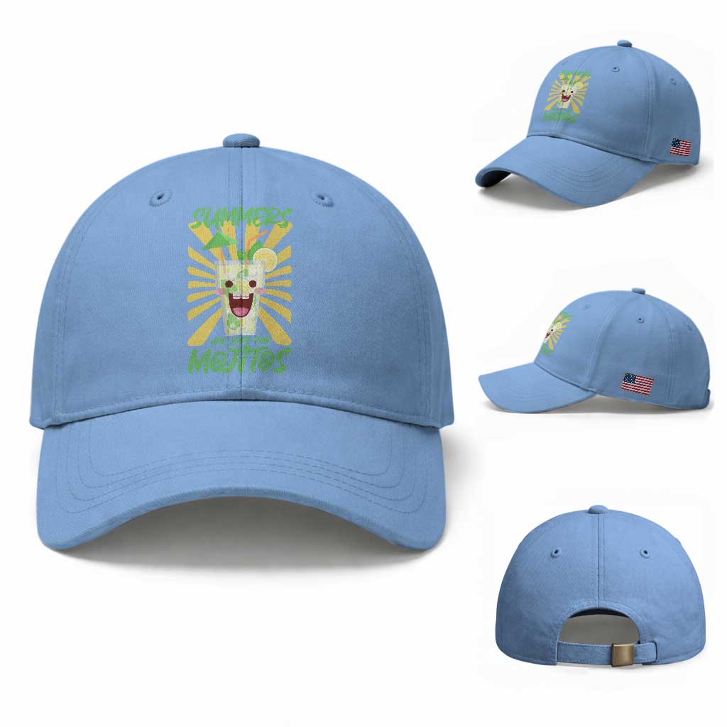 Summers Are Made For Mojitos Baseball Cap Funny Vacation Cocktail TS12 Baseball Cap Universal Fit Light Blue Print Your Wear